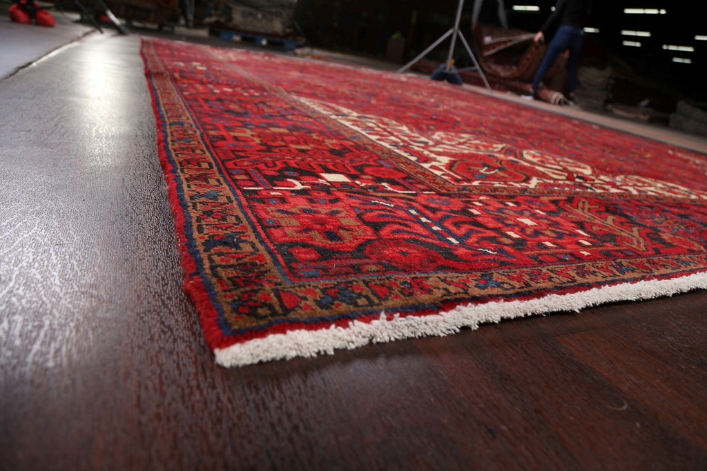 Geometric Red Heriz Persian Area Rug 10x13