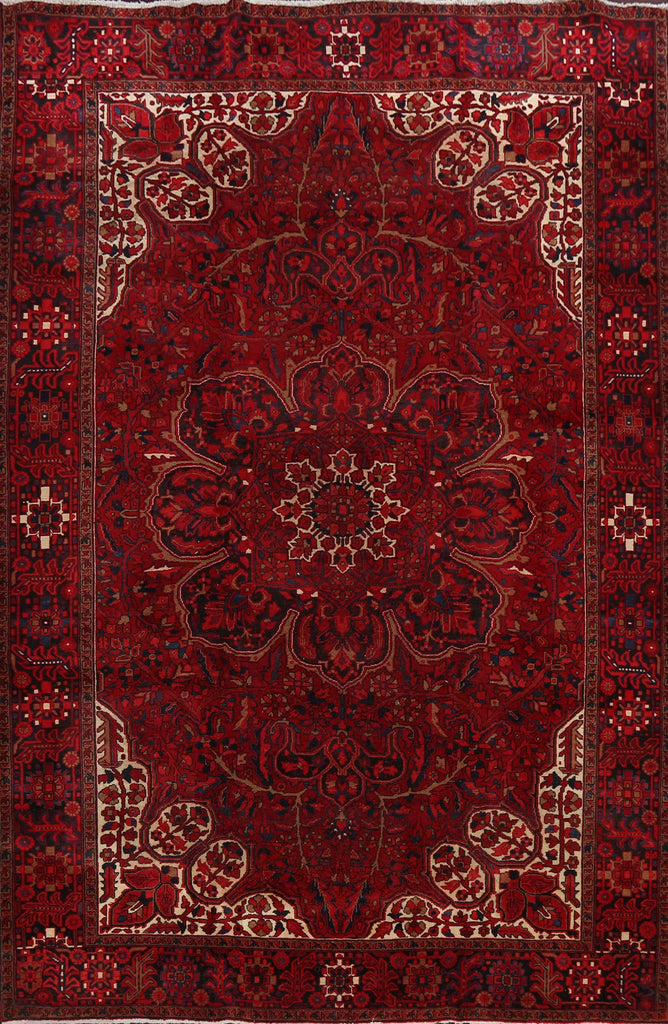 Geometric Red Heriz Persian Area Rug 10x13