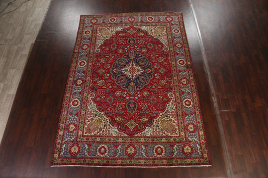 Floral Red Tabriz Persian Area Rug 8x12