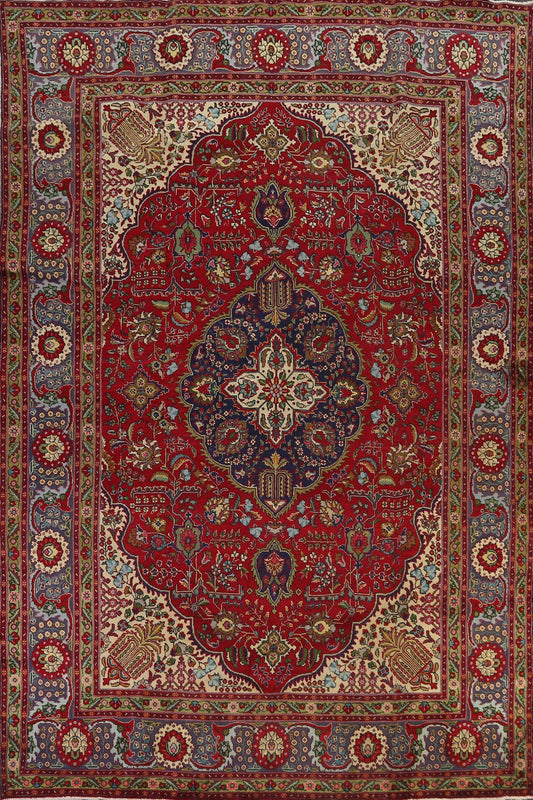 Floral Red Tabriz Persian Area Rug 8x12