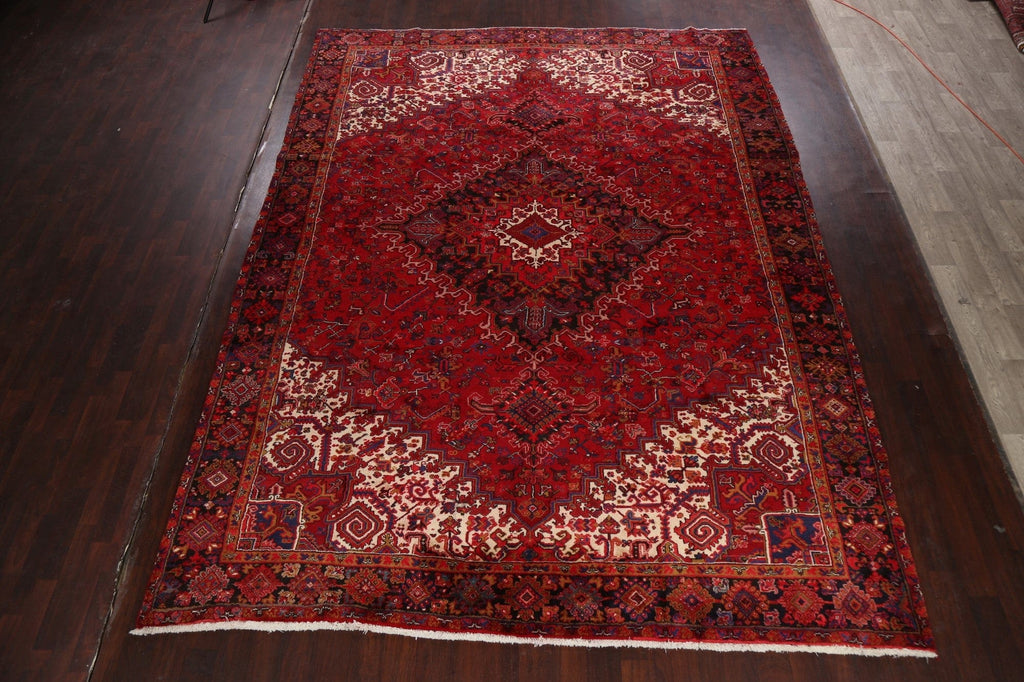 Geometric Red Heriz Persian Area Rug 10x13