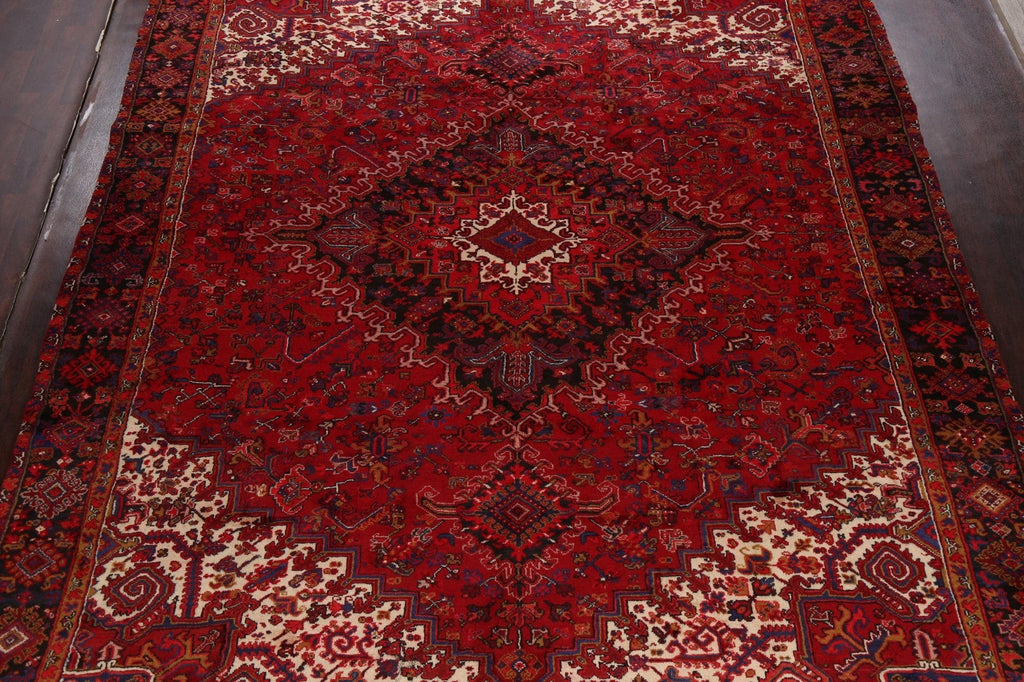 Geometric Red Heriz Persian Area Rug 10x13