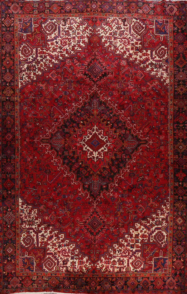 Geometric Red Heriz Persian Area Rug 10x13