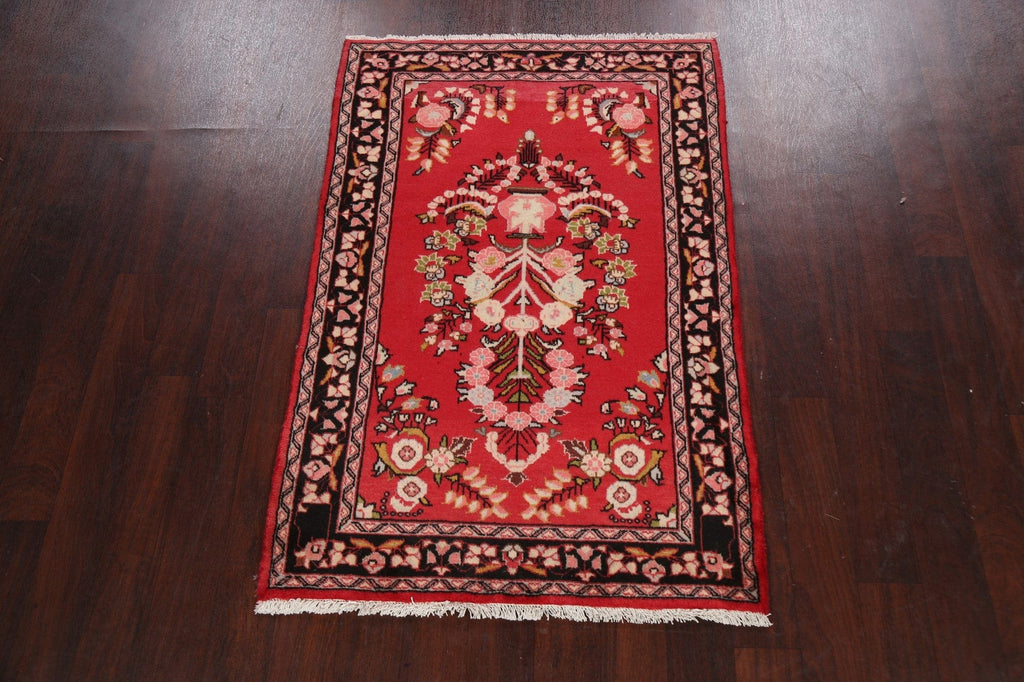 Floral Red Hamedan Persian Area Rug 3x5