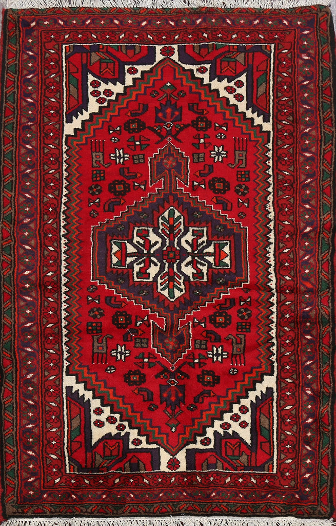 Tribal Geometric Hamedan Persian Area Rug 3x5