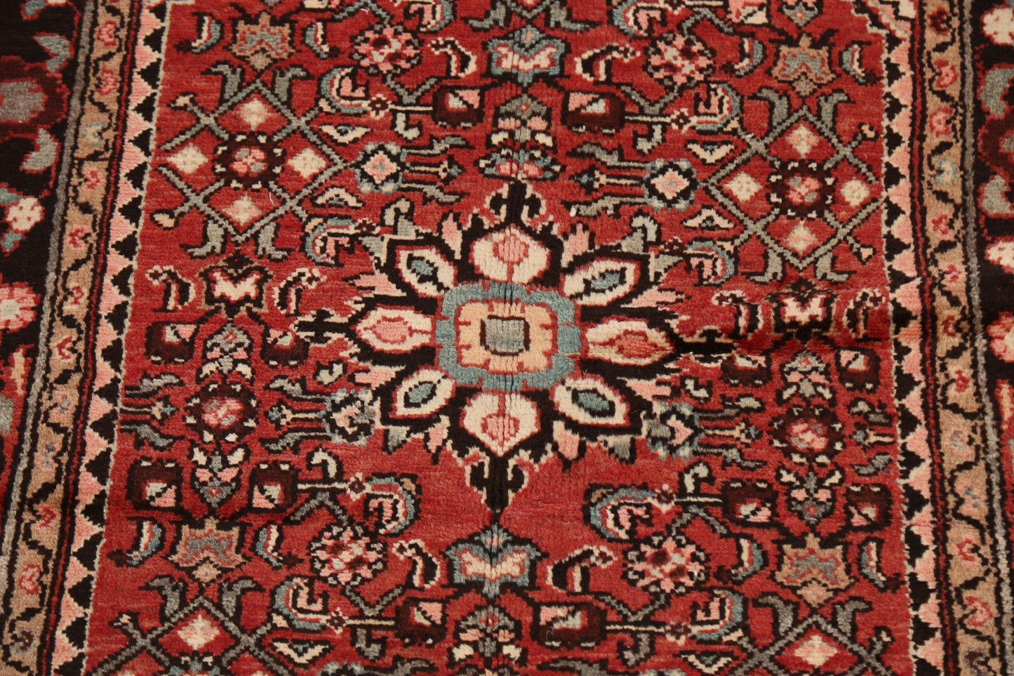 Geometric Red Hamedan Persian Area Rug 4x5