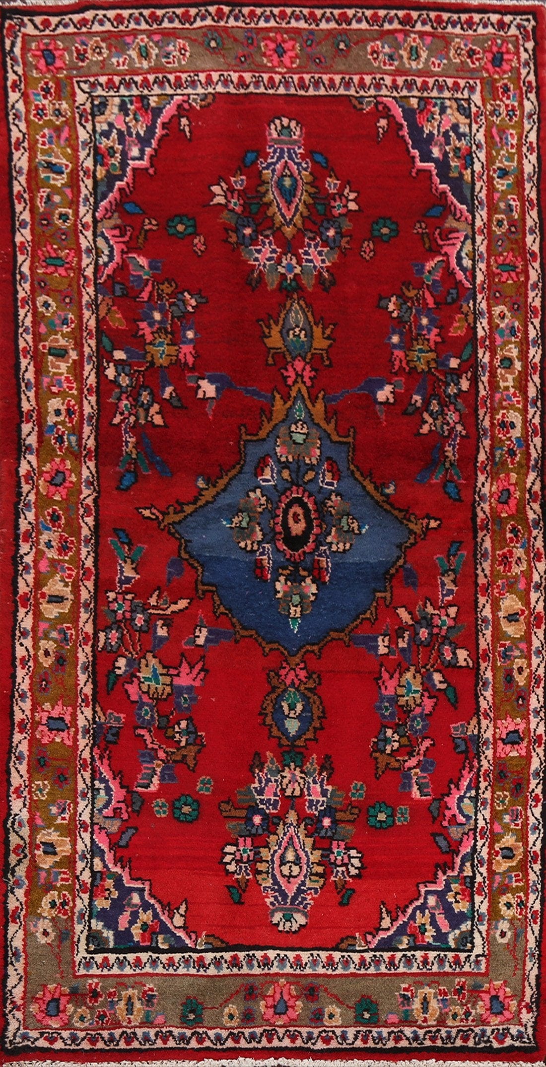 Floral Red Hamedan Persian Area Rug 3x6