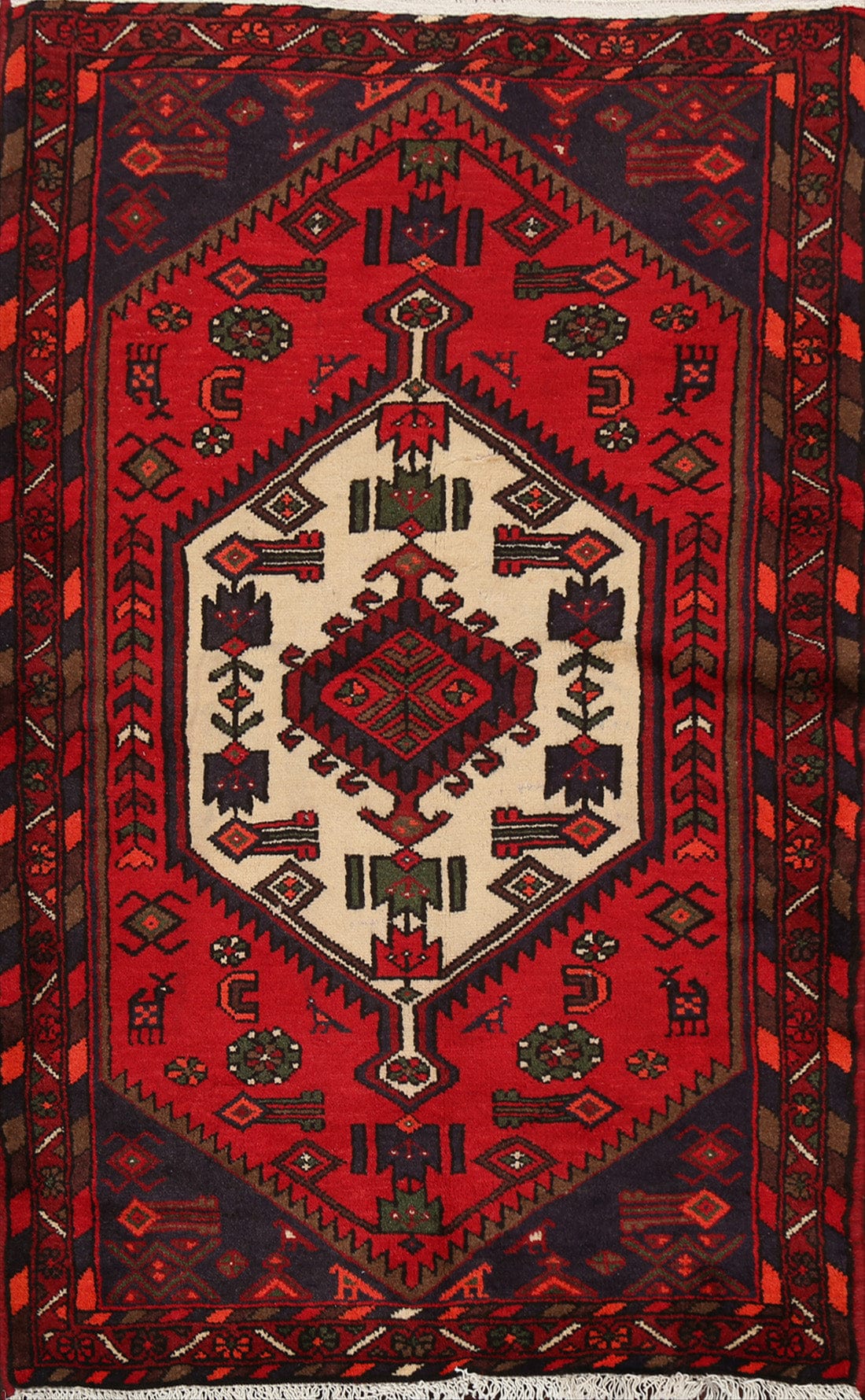 Tribal Geometric Hamedan Persian Area Rug 3x5