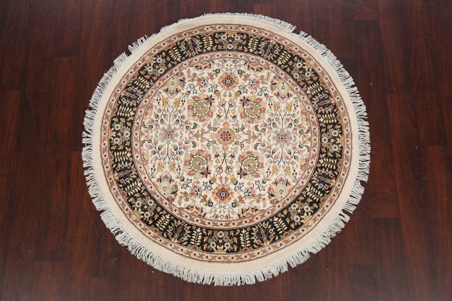 Vegetable Dye Round Royal Tabriz Oriental Area Rug 4x4