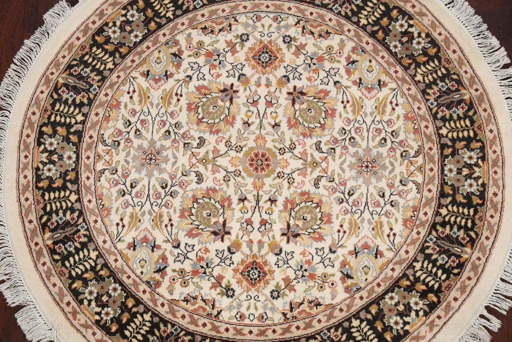 Vegetable Dye Round Royal Tabriz Oriental Area Rug 4x4