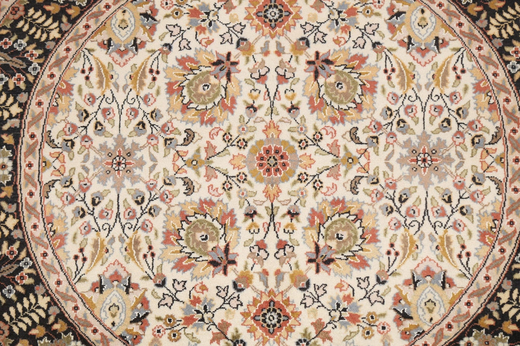 Vegetable Dye Round Royal Tabriz Oriental Area Rug 4x4