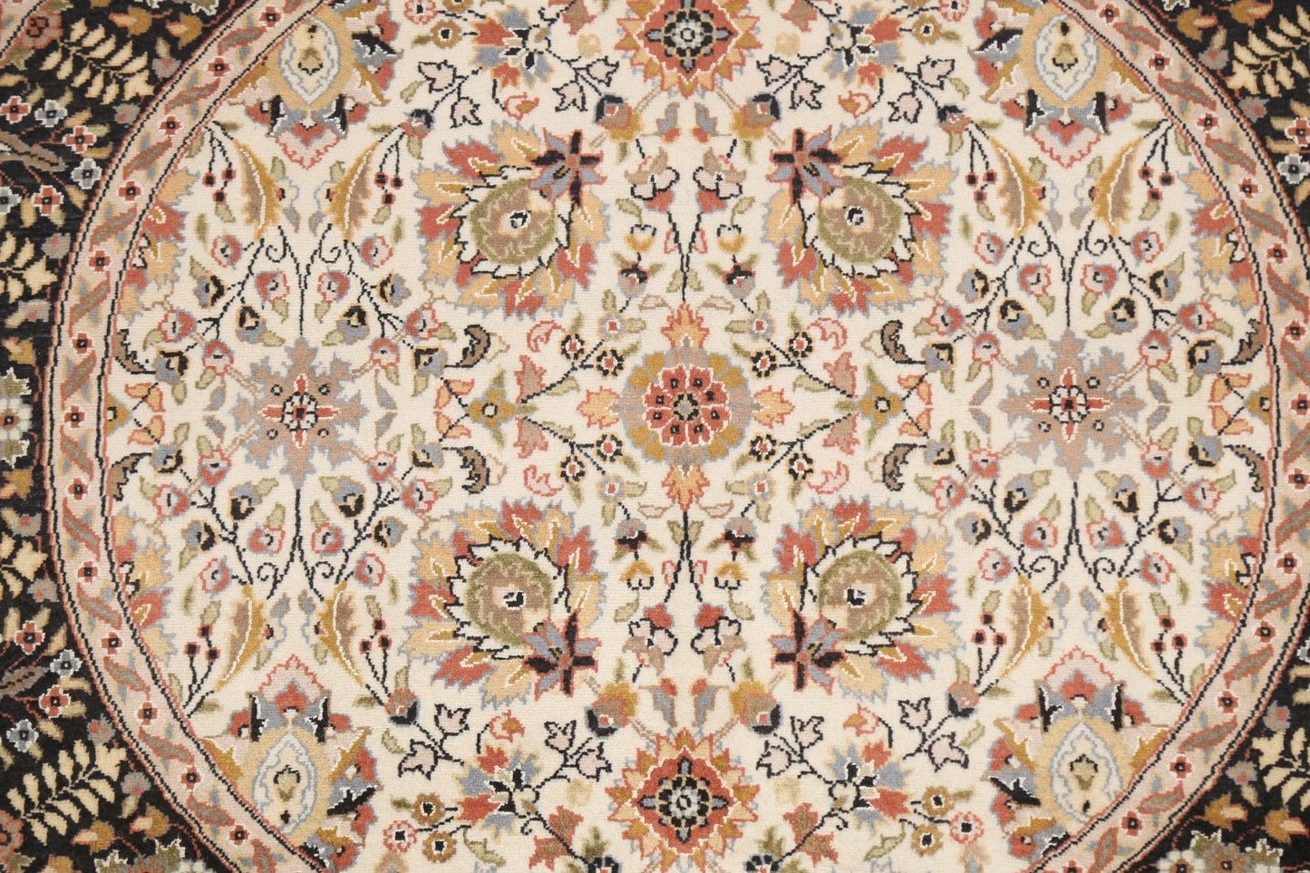 Vegetable Dye Round Royal Tabriz Oriental Area Rug 4x4