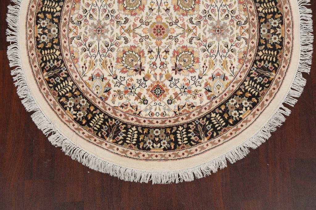 Vegetable Dye Round Royal Tabriz Oriental Area Rug 4x4