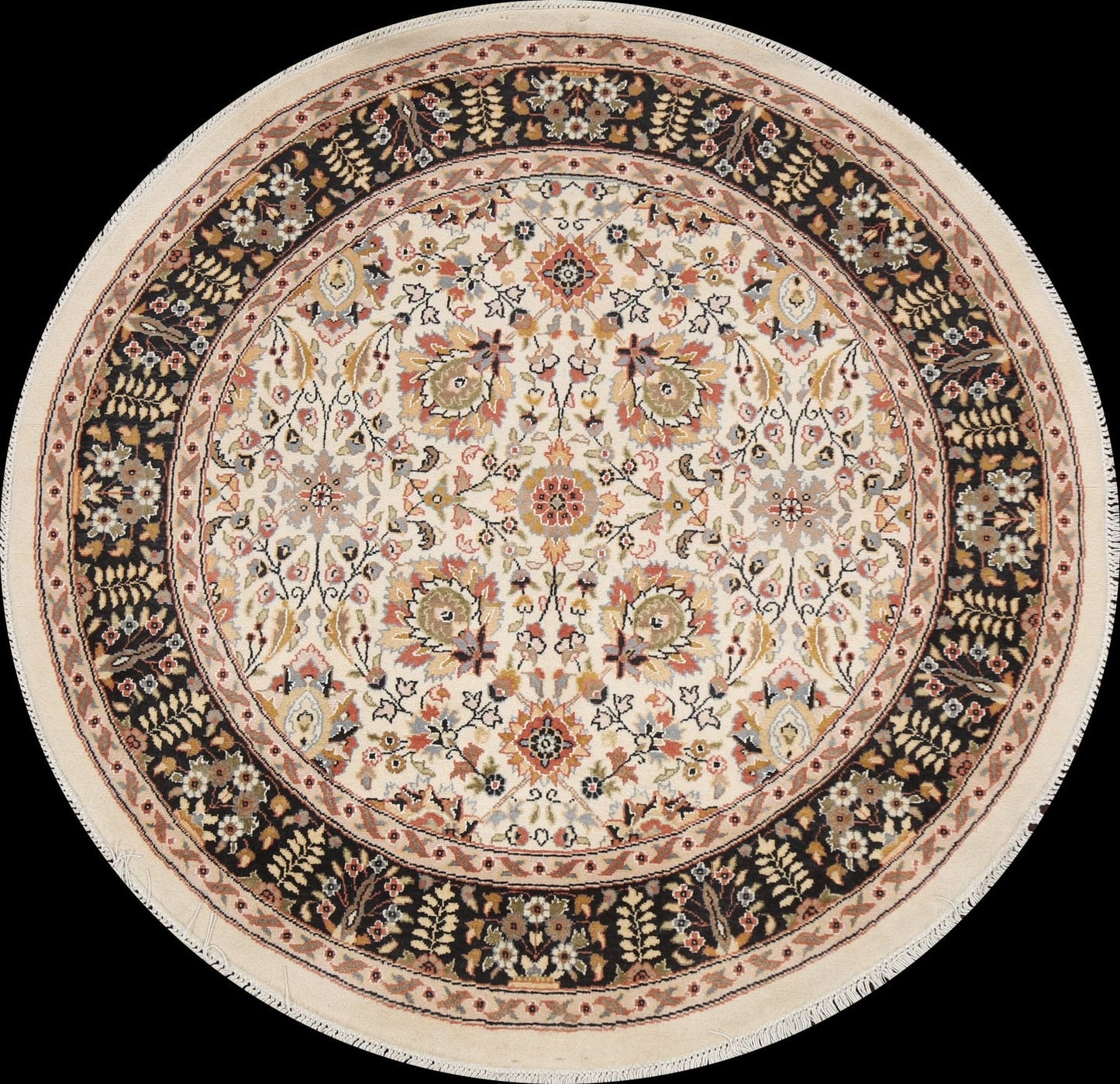 Vegetable Dye Round Royal Tabriz Oriental Area Rug 4x4