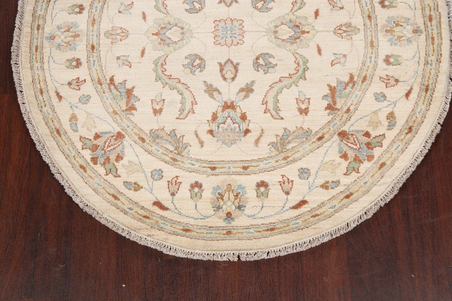 Vegetable Dye Peshawar Chobi Oriental Area Rug 4x4 Round