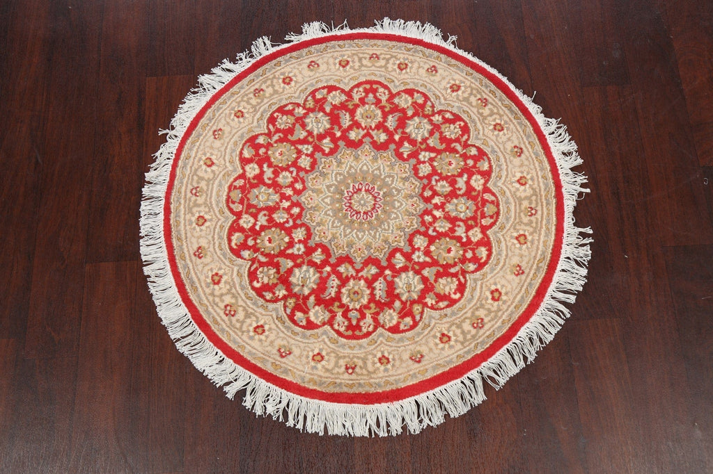 Vegetable Dye Round Royal Tabriz Oriental Area Rug 3x3