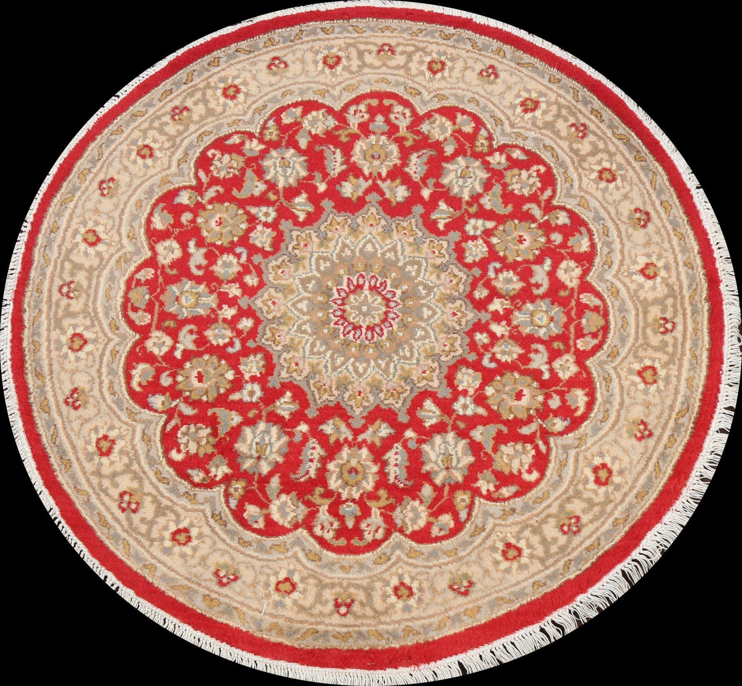 Vegetable Dye Round Royal Tabriz Oriental Area Rug 3x3