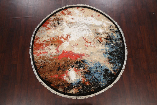 Round Vegetable Dye Abstract Oriental Area Rug 6x6