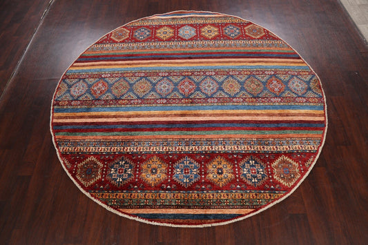 Vegetable Dye Round Kazak Oriental Area Rug 8x8