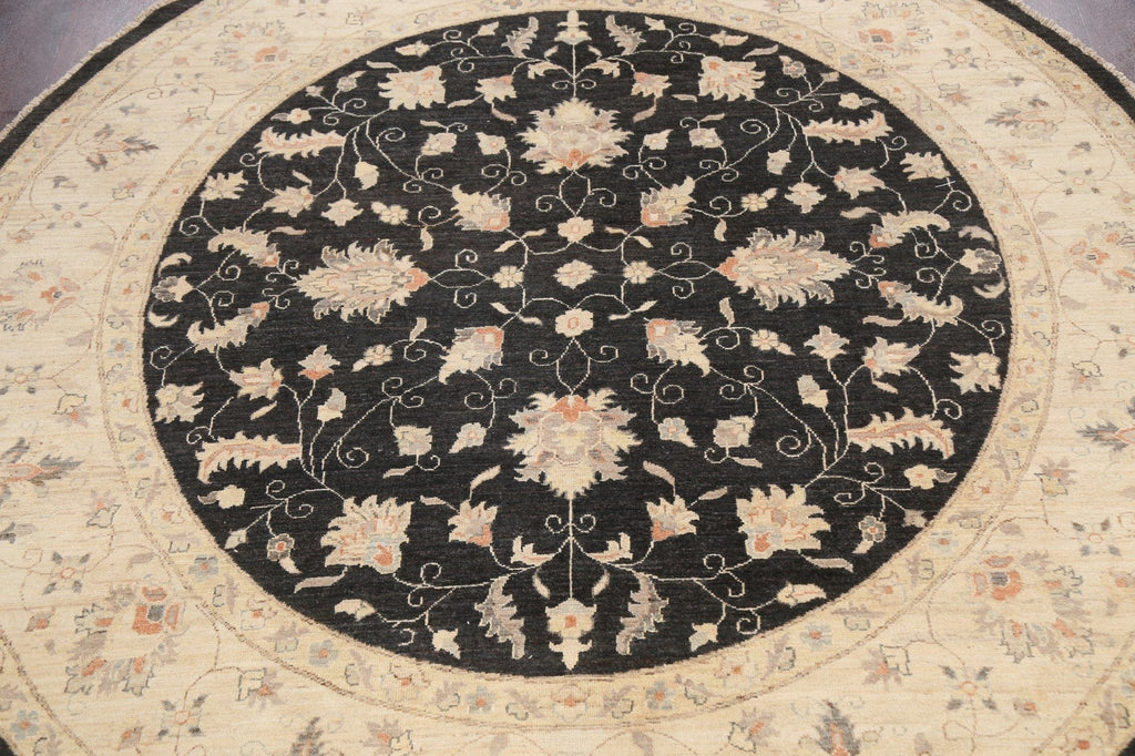 Round Vegetable Dye Peshawar Chobi Oriental Area Rug 8x8