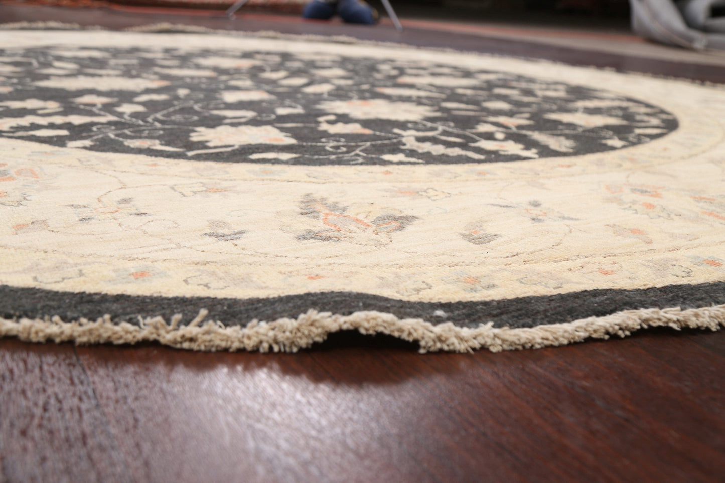 Round Vegetable Dye Peshawar Chobi Oriental Area Rug 8x8