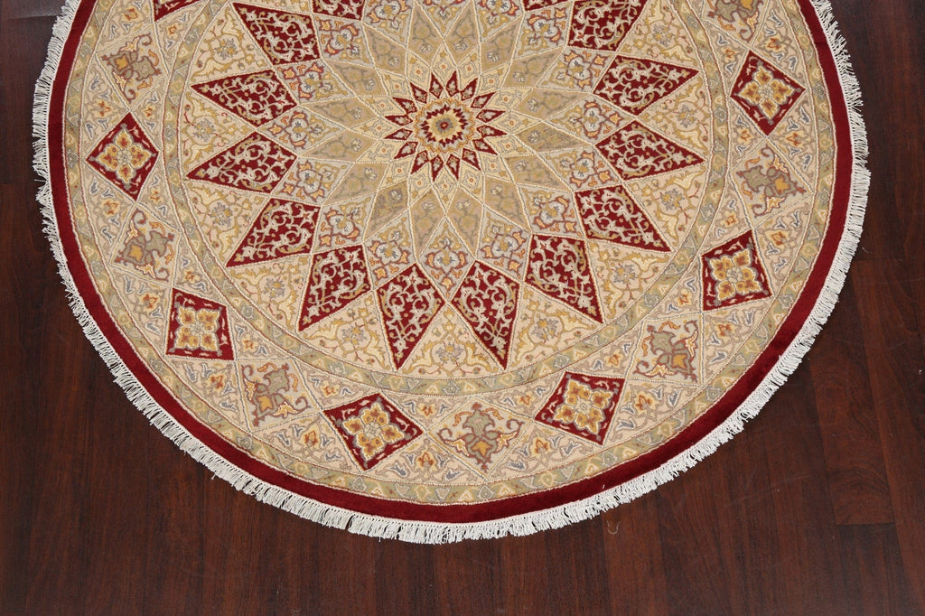 Round Vegetable Dye Royal Tabriz Oriental Area Rug 6x6