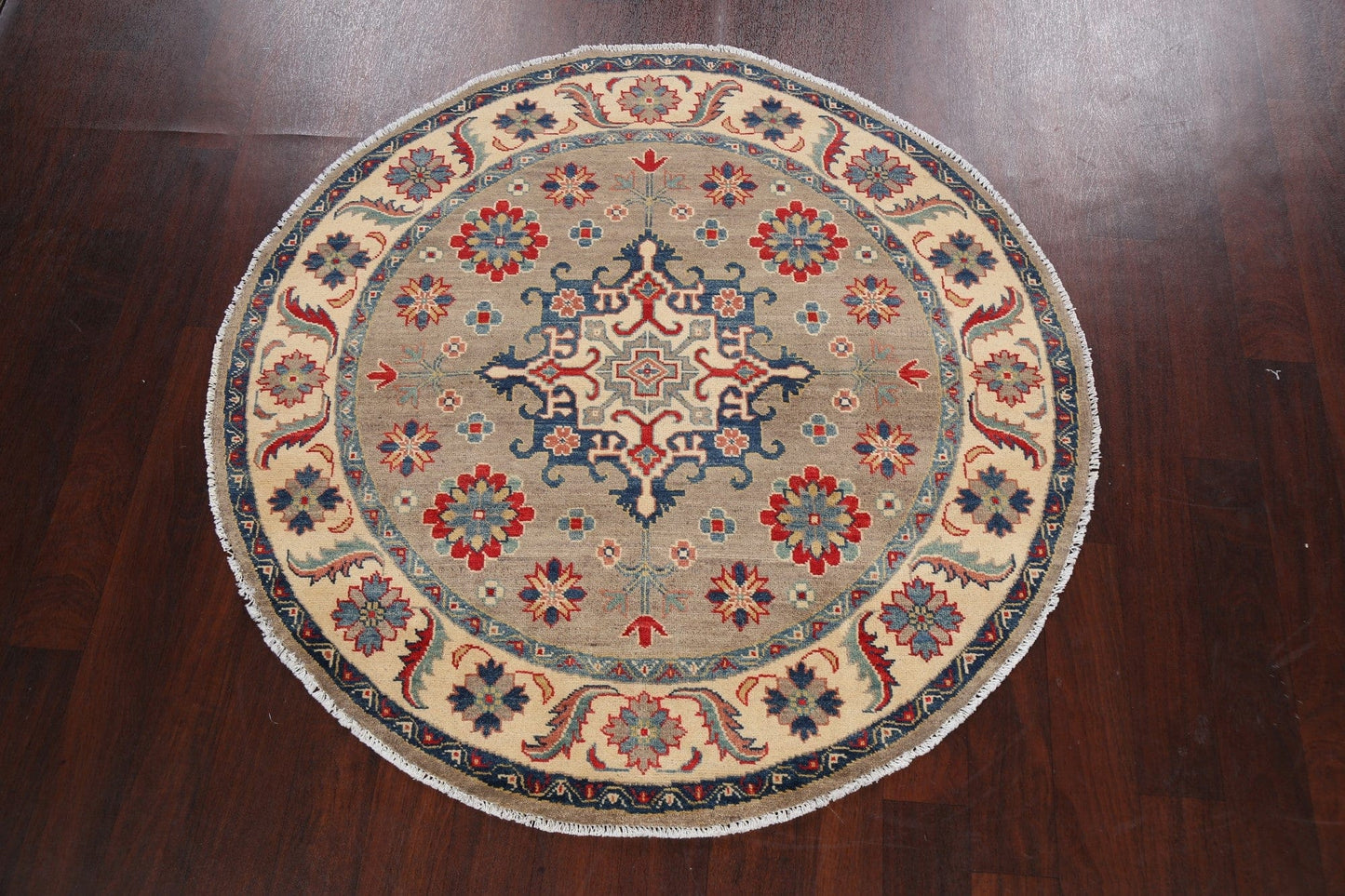 Geometric Round Kazak Oriental Area Rug 5x5