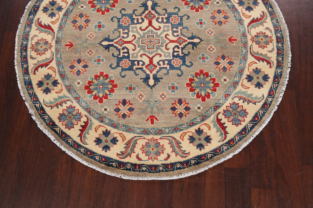 Geometric Round Kazak Oriental Area Rug 5x5