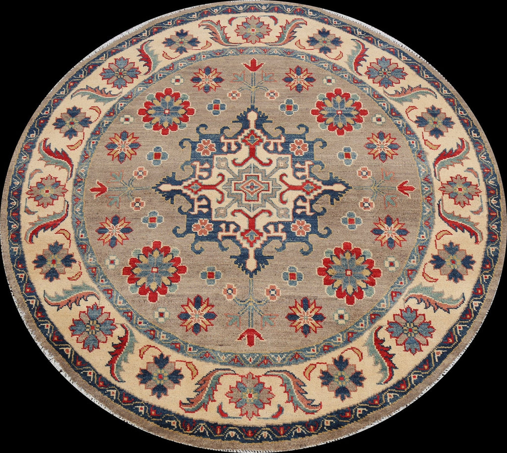 Geometric Round Kazak Oriental Area Rug 5x5