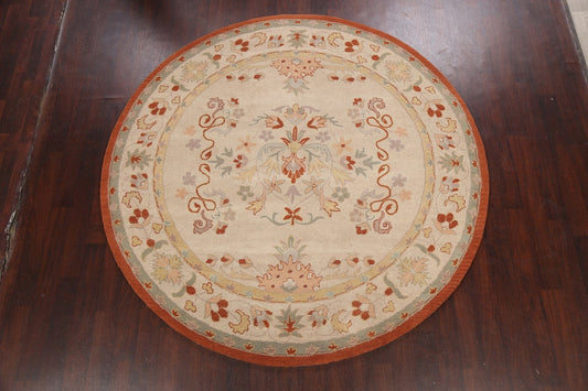 Hand-tufted Beige Round Rug 8x8