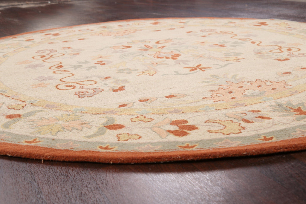 Hand-tufted Beige Round Rug 8x8