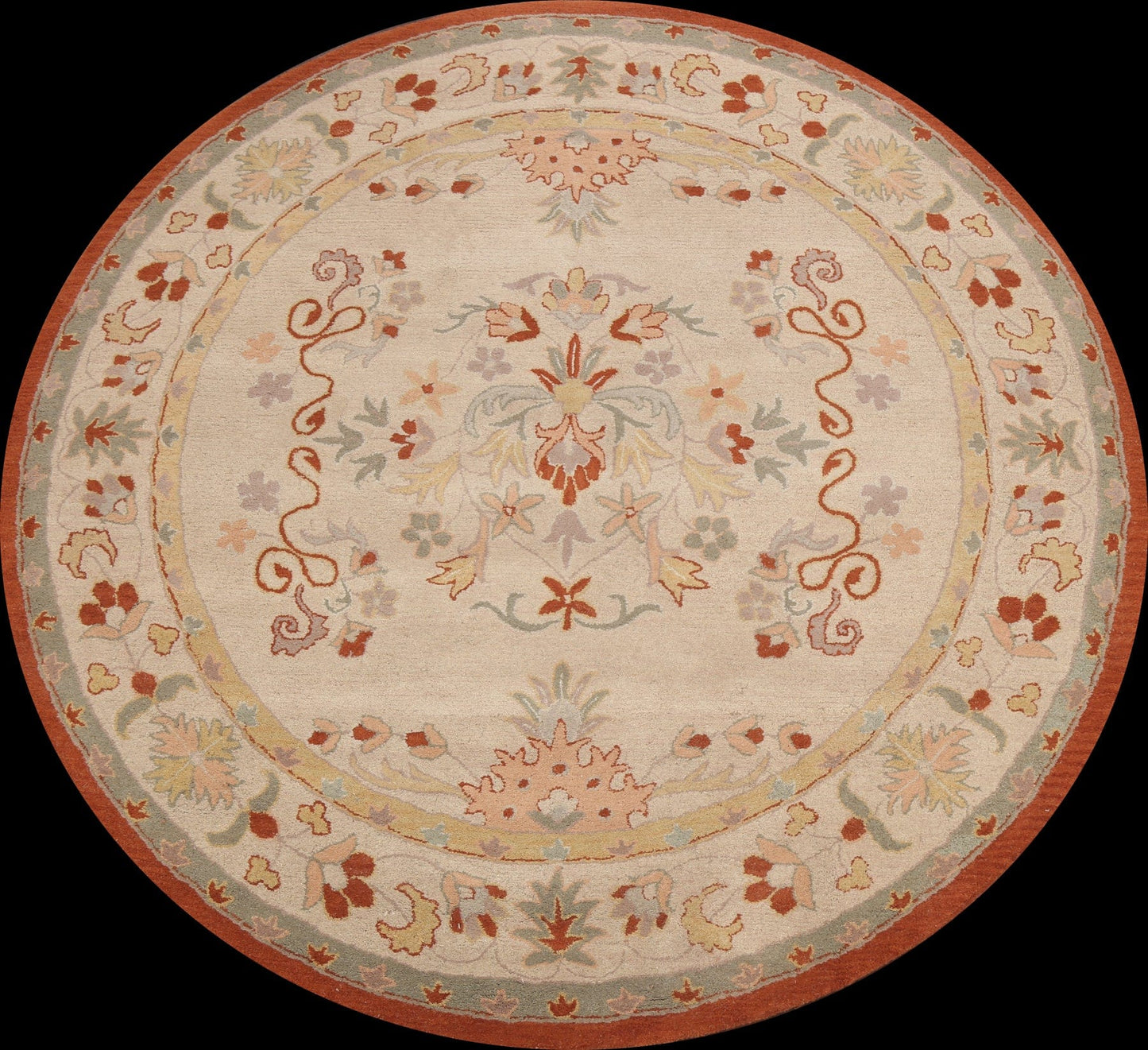 Hand-tufted Beige Round Rug 8x8