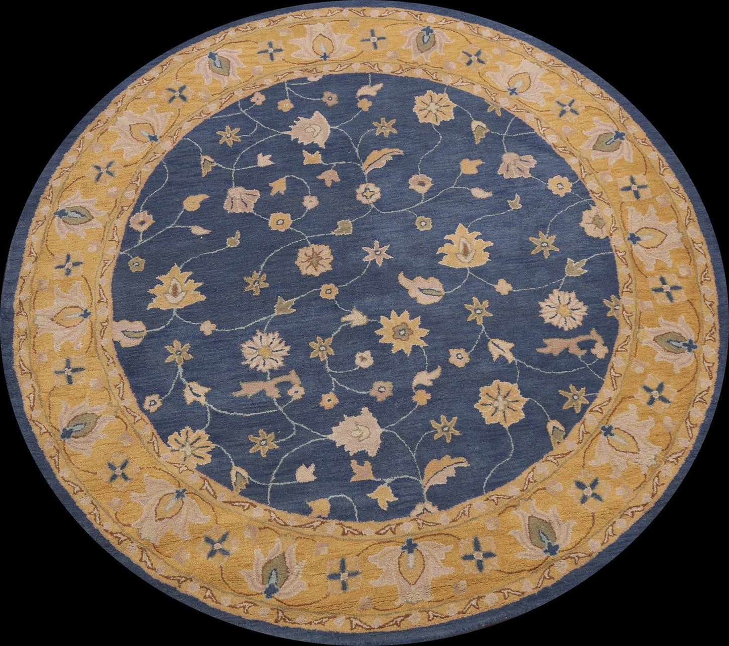 Hand-Tufted Blue Floral Round Rug 8x8