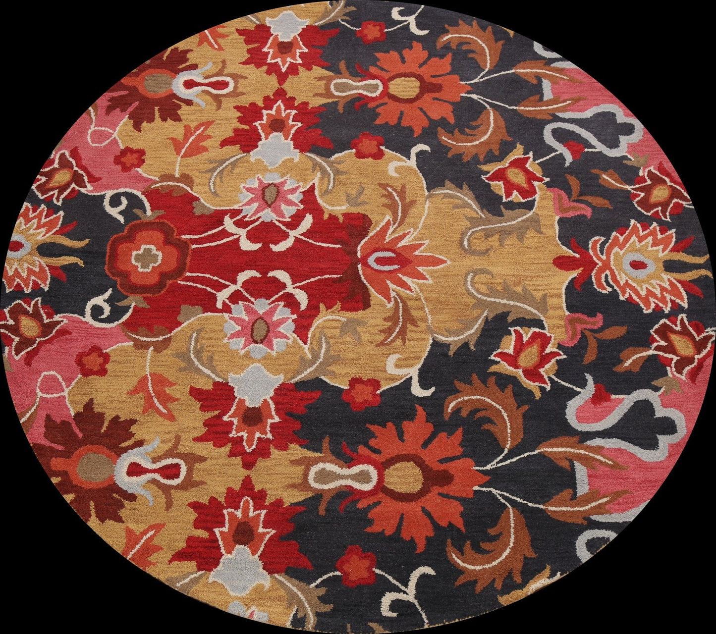 Floral Round Rug 8x8