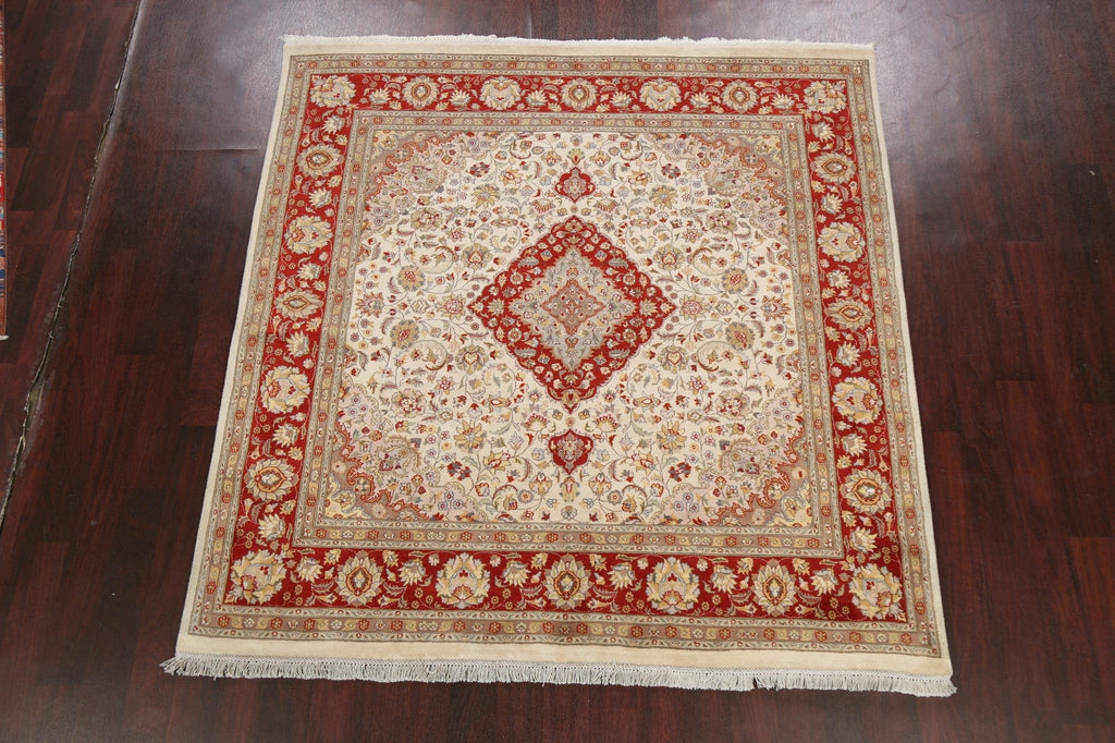 Vegetable Dye Floral Royal Tabriz Oriental Area Rug 7x7 Square