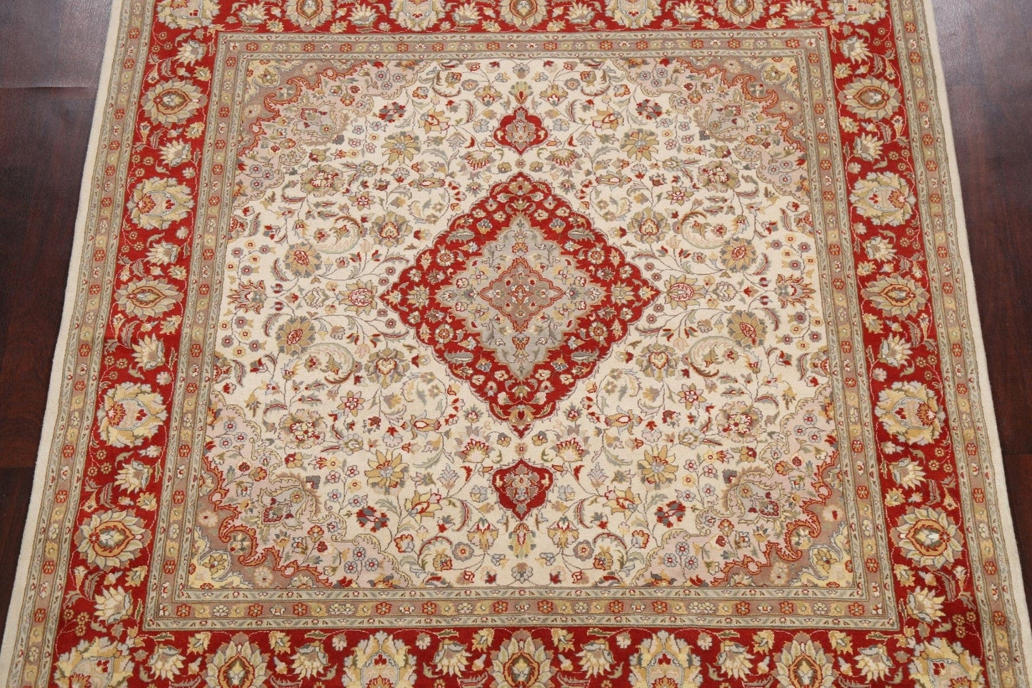 Vegetable Dye Floral Royal Tabriz Oriental Area Rug 7x7 Square