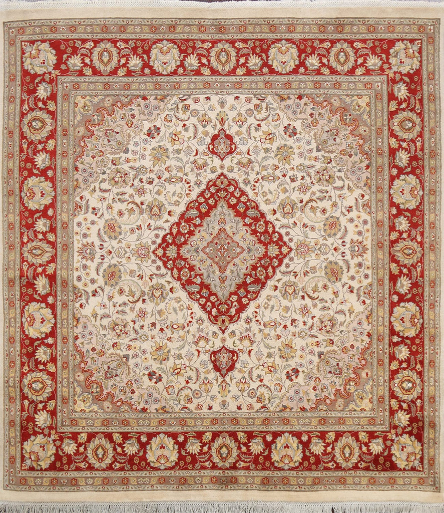 Vegetable Dye Floral Royal Tabriz Oriental Area Rug 7x7 Square