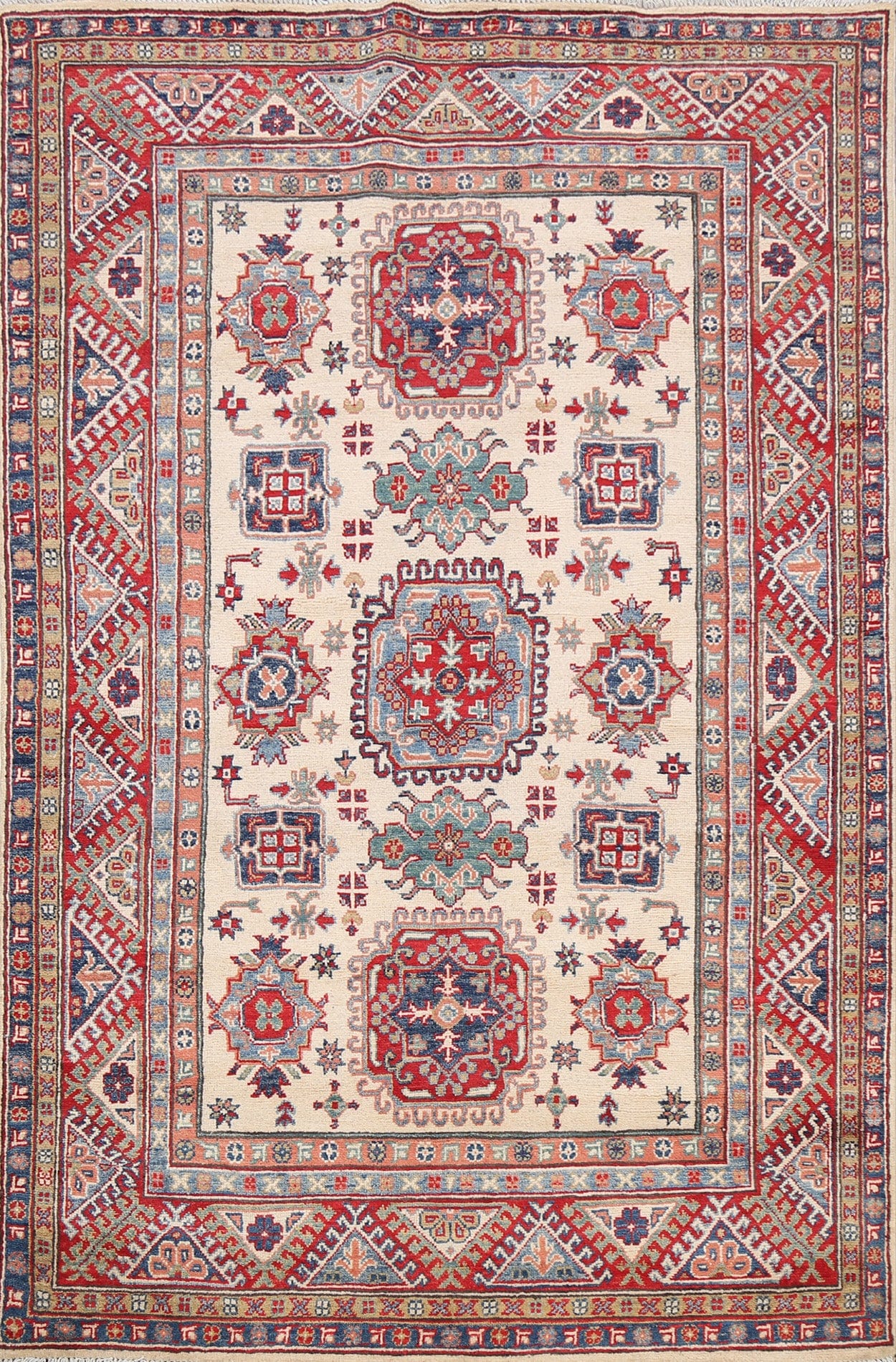 Geometric Kazak Oriental Area Rug 5x7