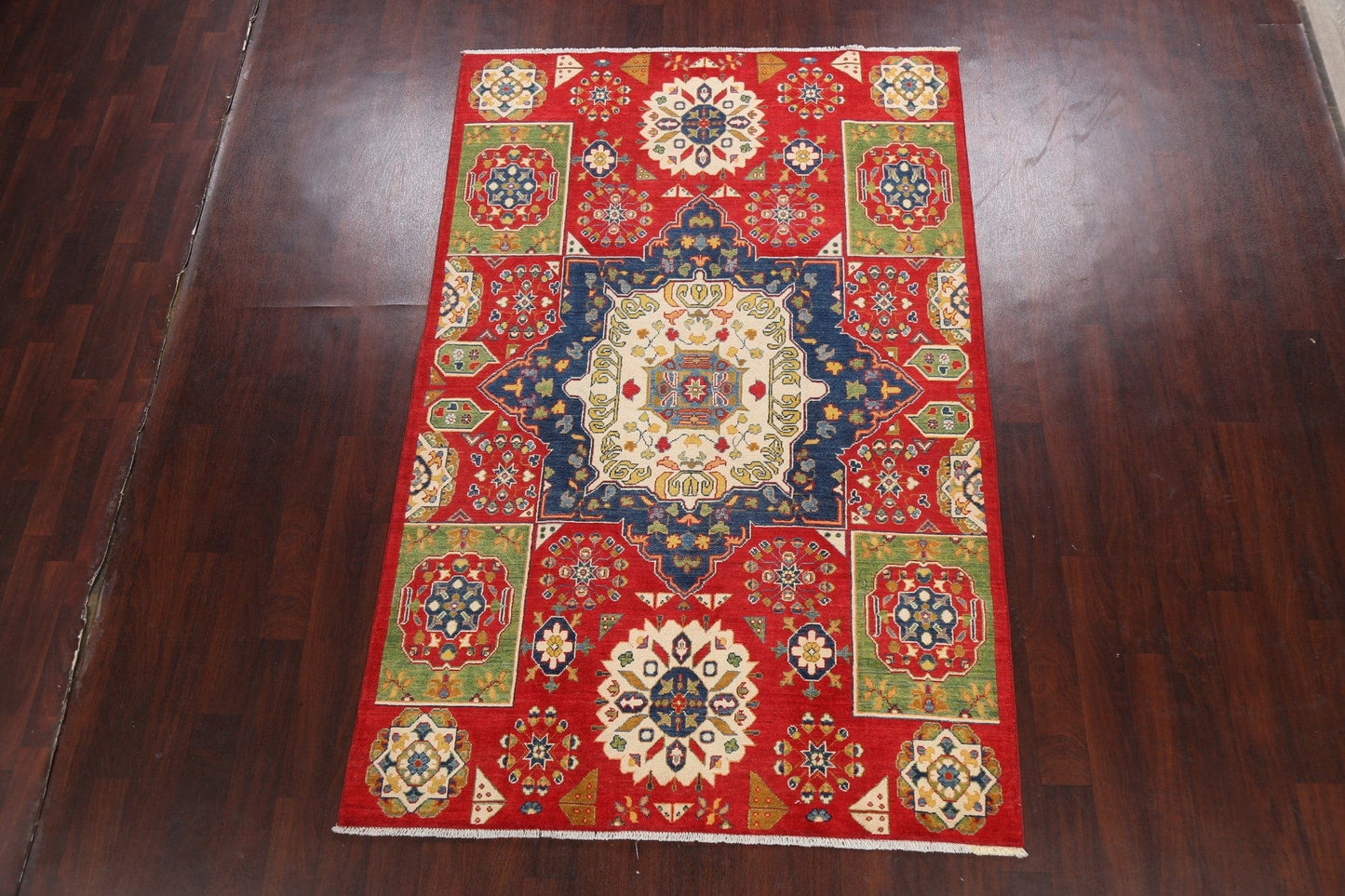 Geometric Kazak Oriental Area Rug 5x8