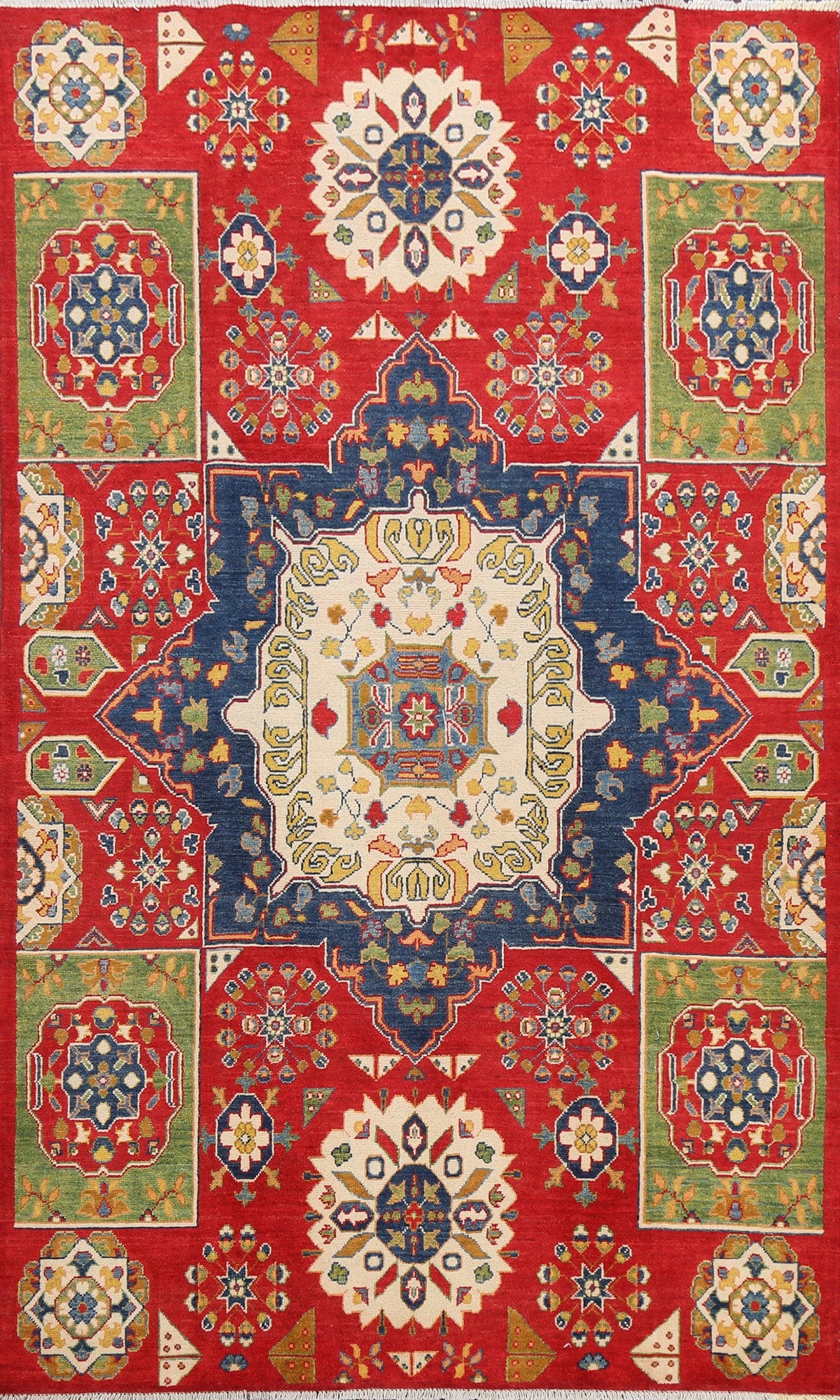 Geometric Kazak Oriental Area Rug 5x8