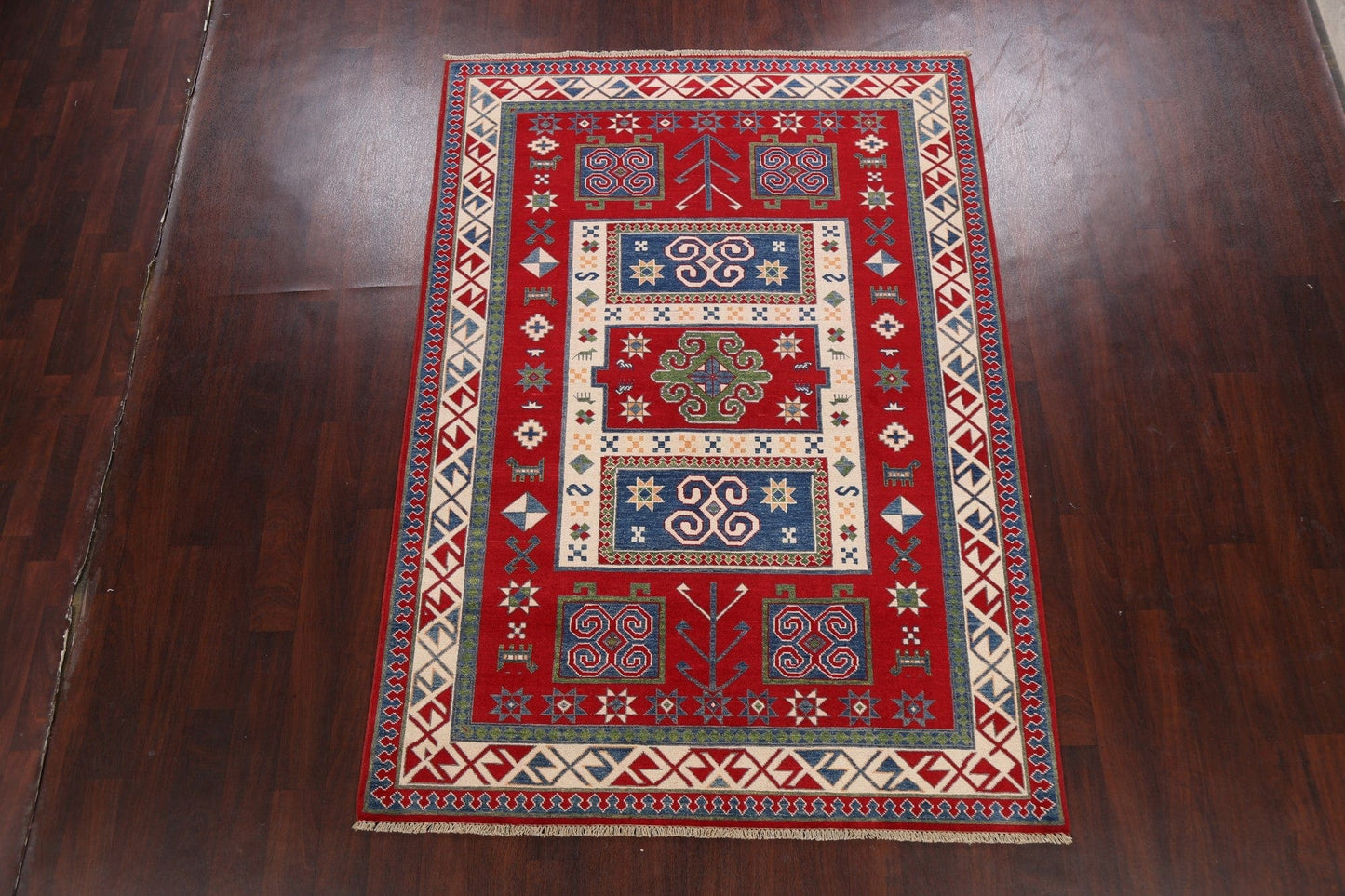 Geometric Kazak Oriental Area Rug 6x8