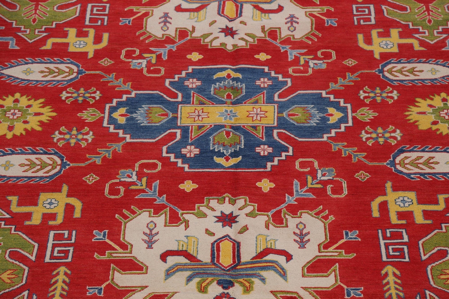 Geometric Red Kazak Oriental Area Rug 13x16