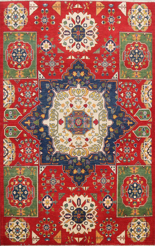 Geometric Kazak Oriental Area Rug 6x8