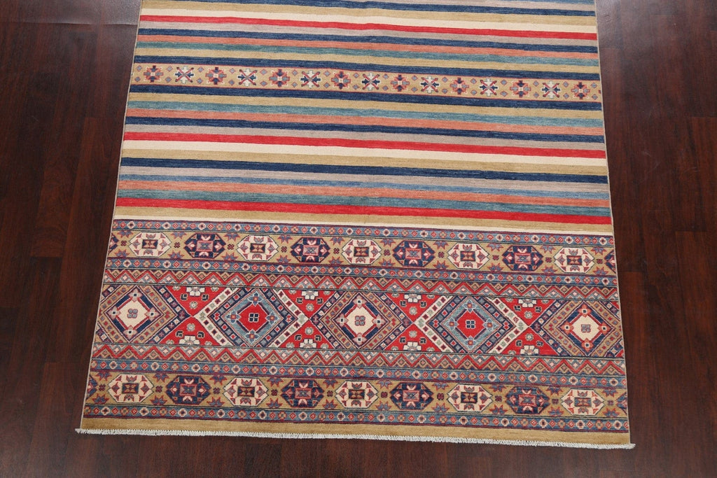 Stripe Geometric Kazak Oriental Area Rug 6x9