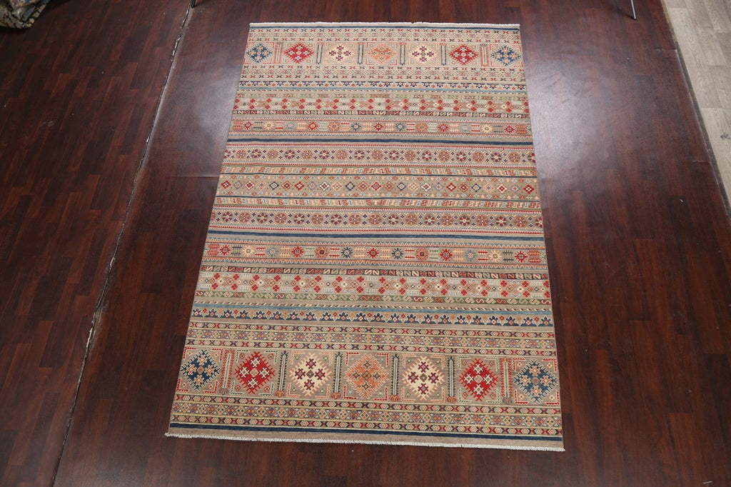 Geometric Kazak Oriental Area Rug 7x10