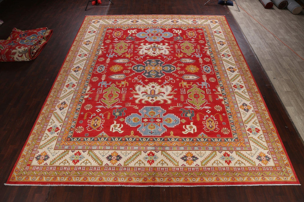 Large Geometric Kazak Oriental Area Rug 13x16