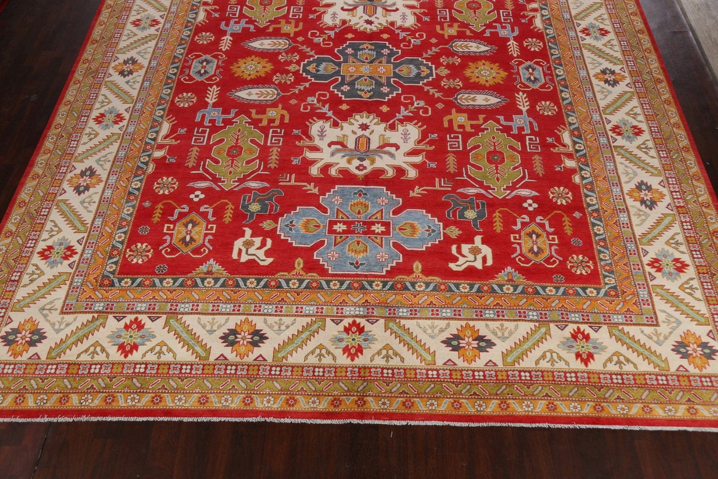 Large Geometric Kazak Oriental Area Rug 13x16