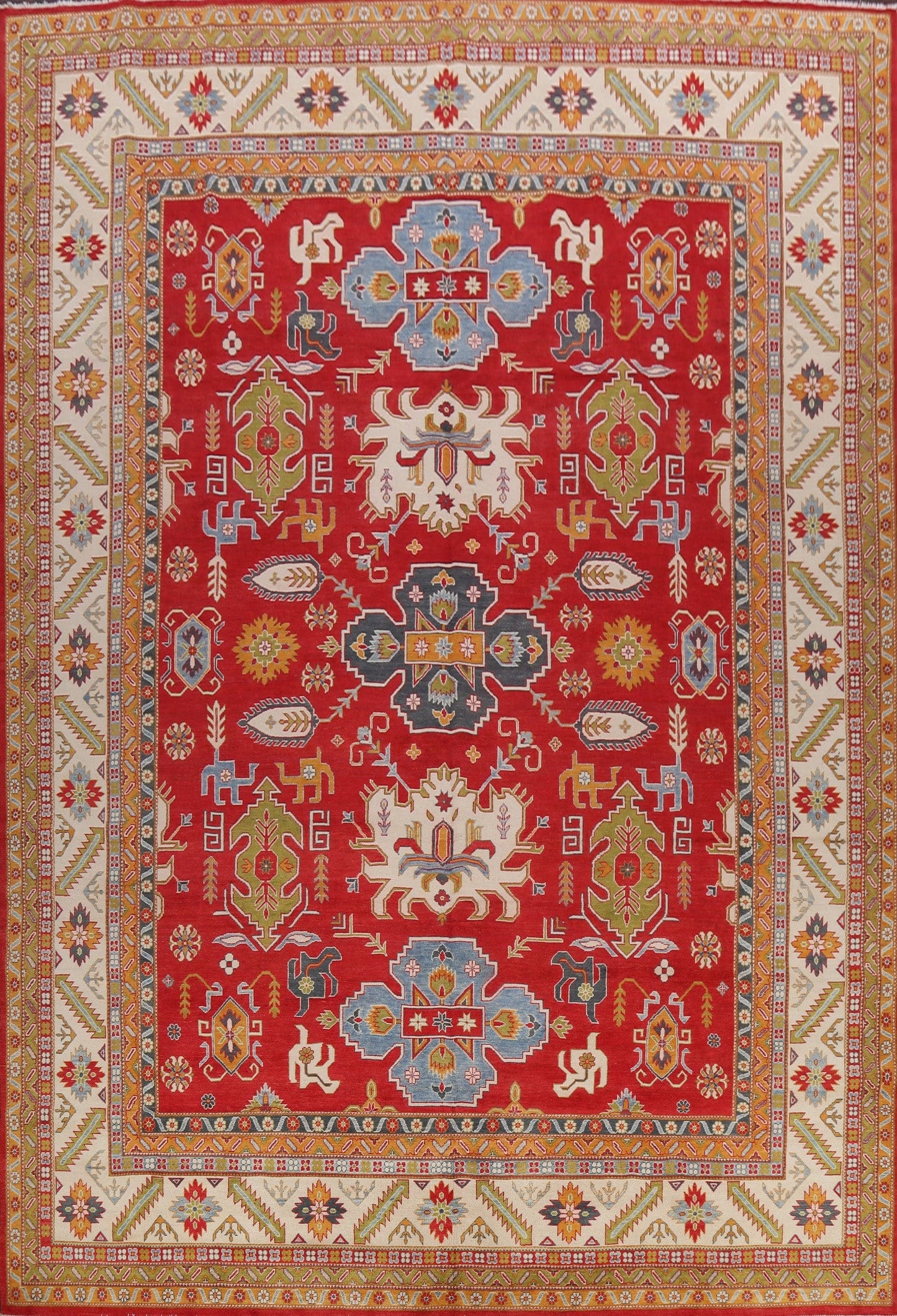 Large Geometric Kazak Oriental Area Rug 13x16