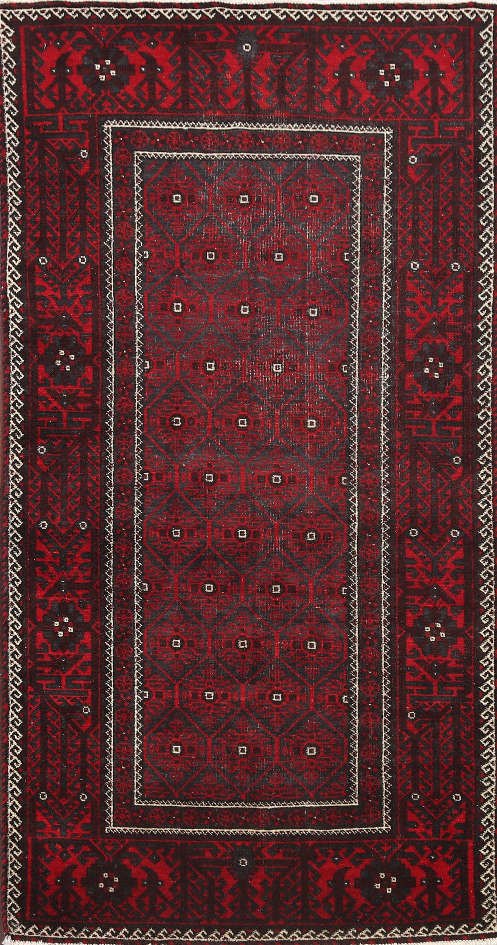 Tribal Geometric Balouch Persian Area Rug 3x6