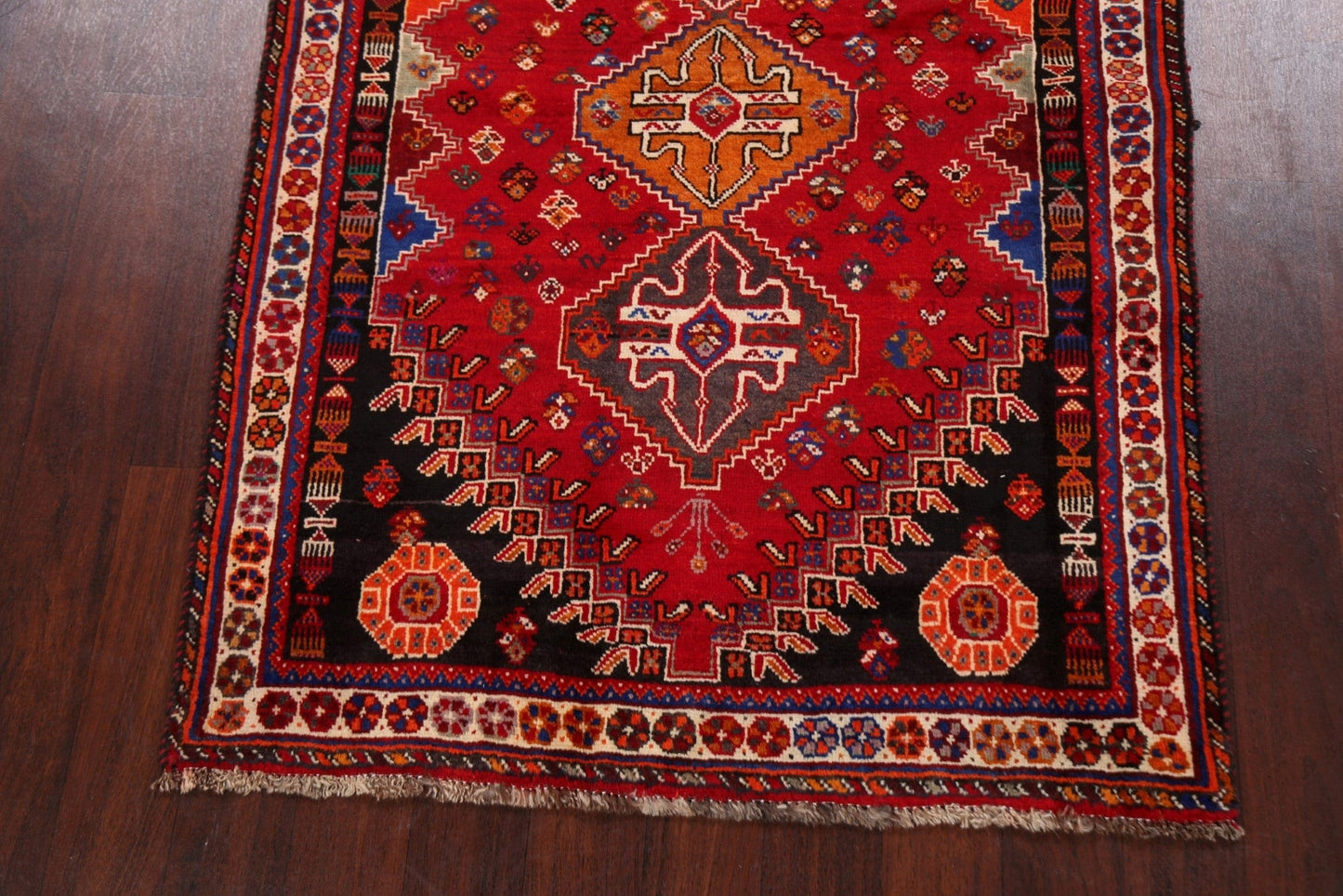 Tribal Geometric Vegetable Dye Abadeh Persian Area Rug 4x5